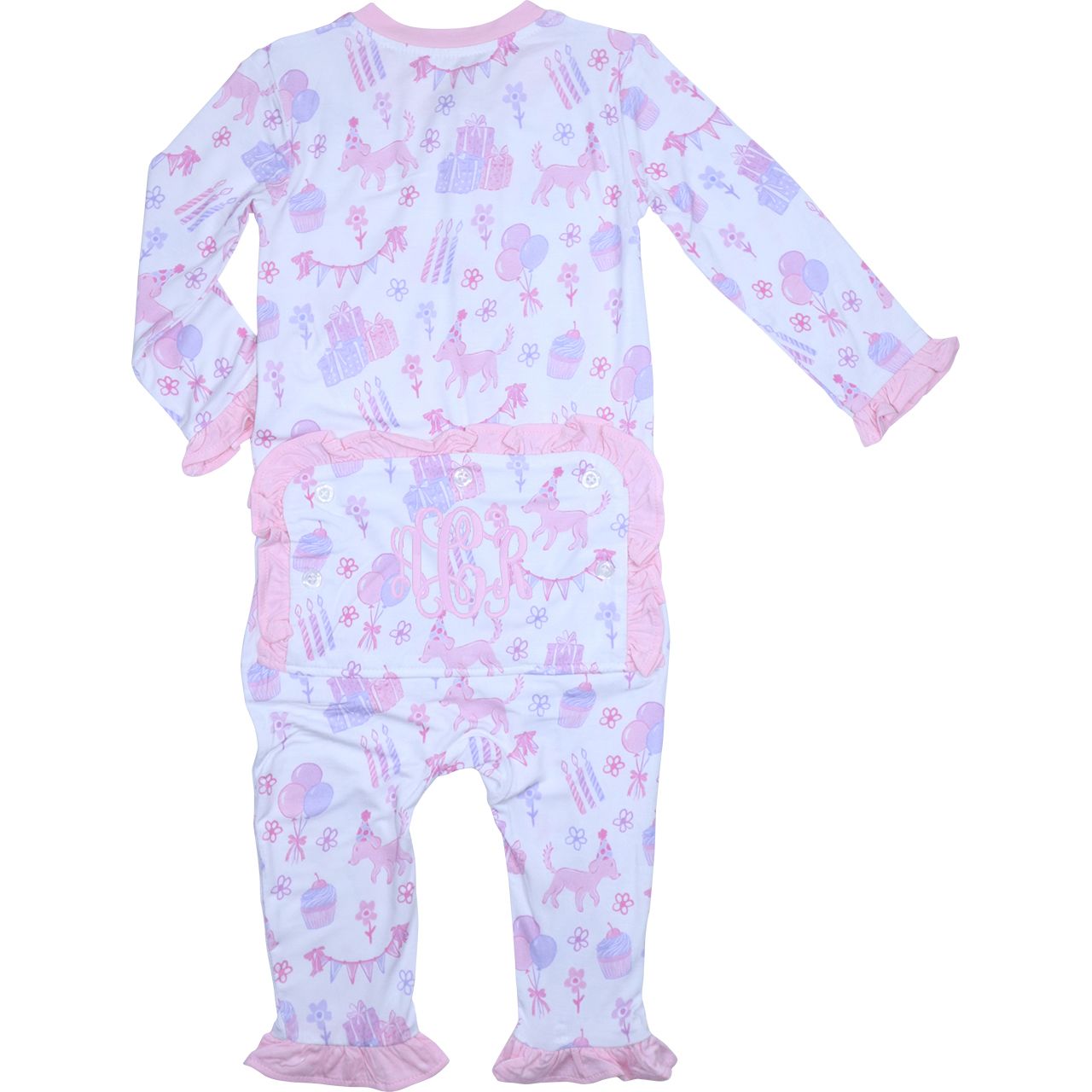 Pink And Purple Knit Birthday Zipper Pajamas