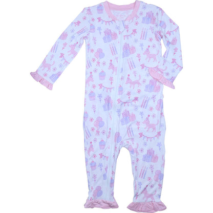 Pink And Purple Knit Birthday Zipper Pajamas