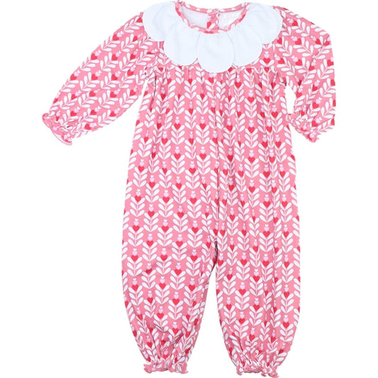 Pink And Red Heart Print Long Bubble