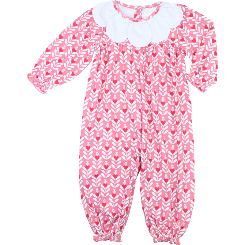 Pink And Red Heart Print Long Bubble