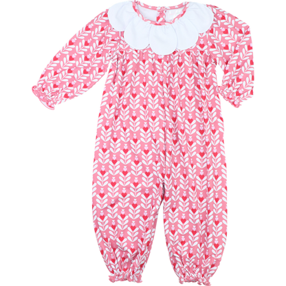 Pink And Red Heart Print Long Bubble