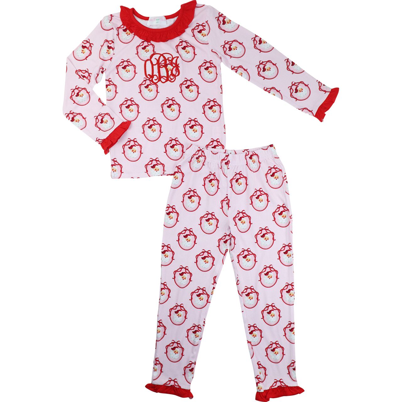 Pink And Red Knit Santa Pajamas
