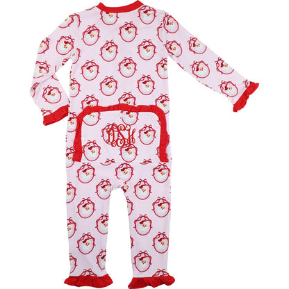 Pink And Red Knit Santa Zipper Pajamas