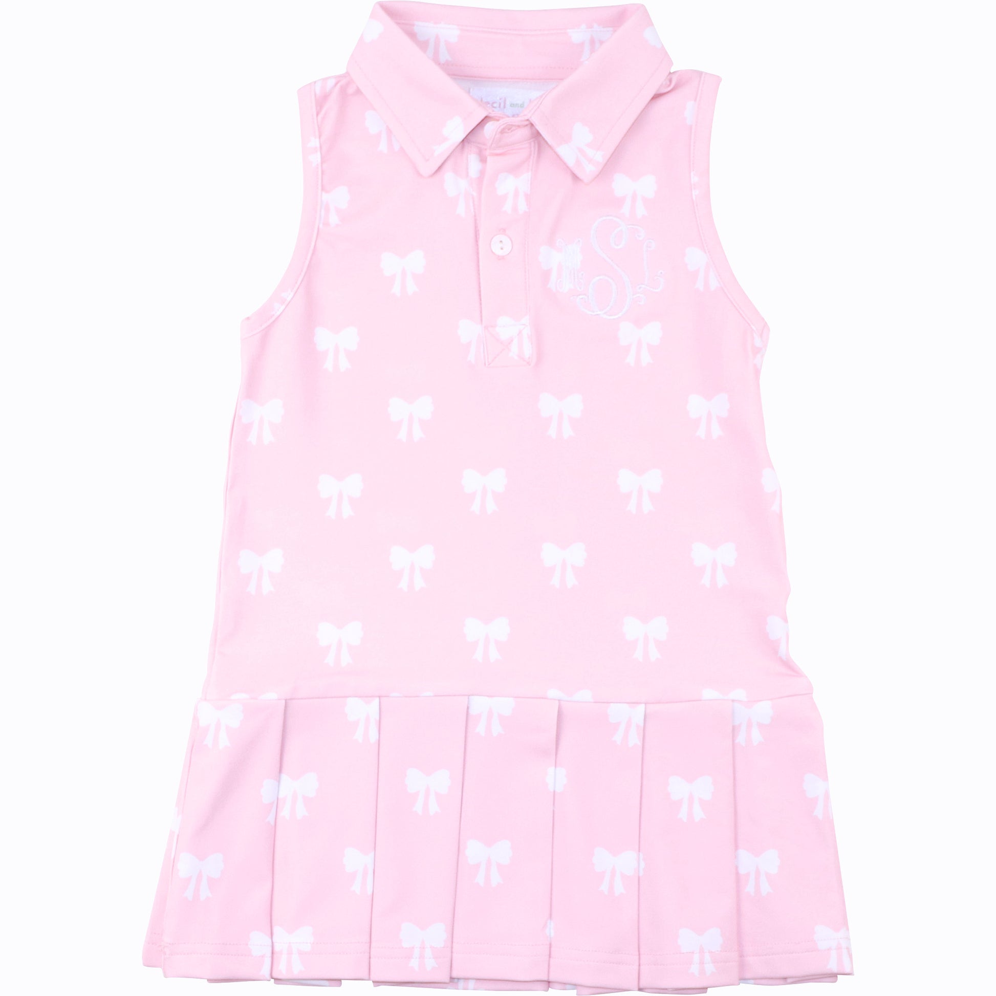 Pink and White Bow Print Lycra Tennis Dress Size 2T Pink and White Bow Print Lycra Tennis Dress Size 2T