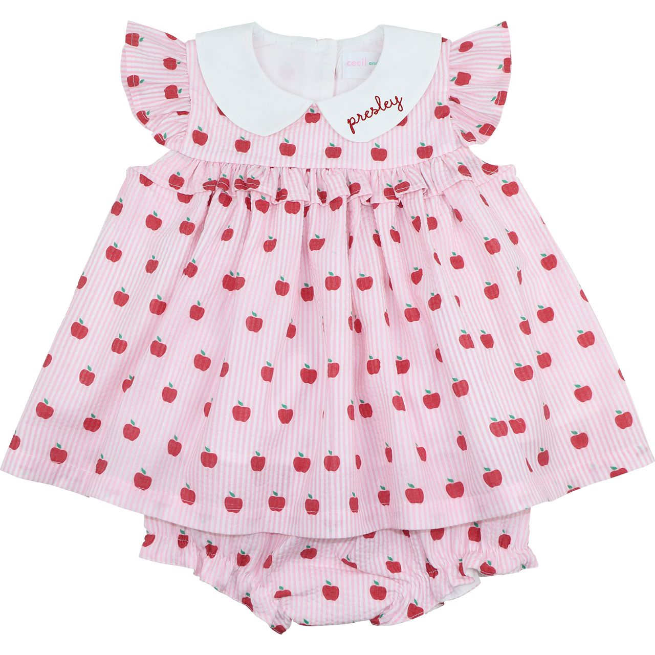 Pink Apple Print Diaper Set