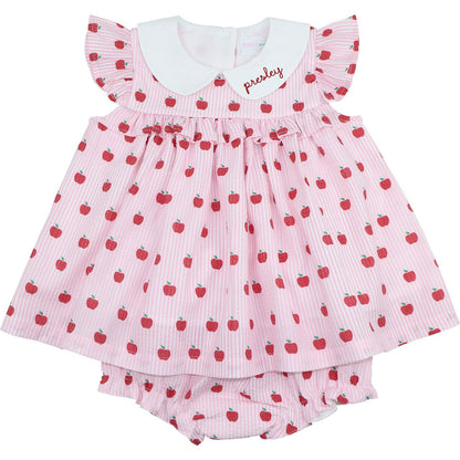 Pink Apple Print Diaper Set