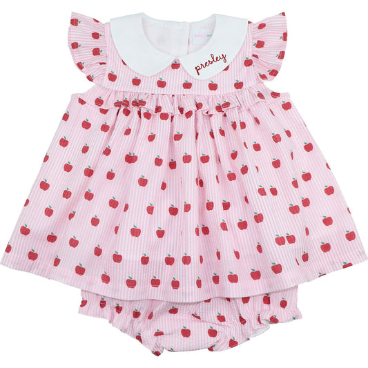 Pink Apple Print Diaper Set