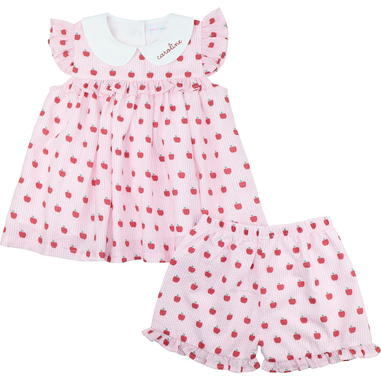Pink Apple Print Short Set