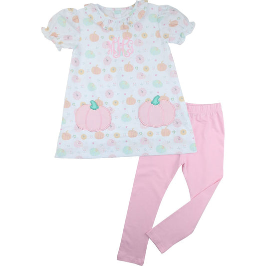 Girls legging set with pumpkin pattern 
