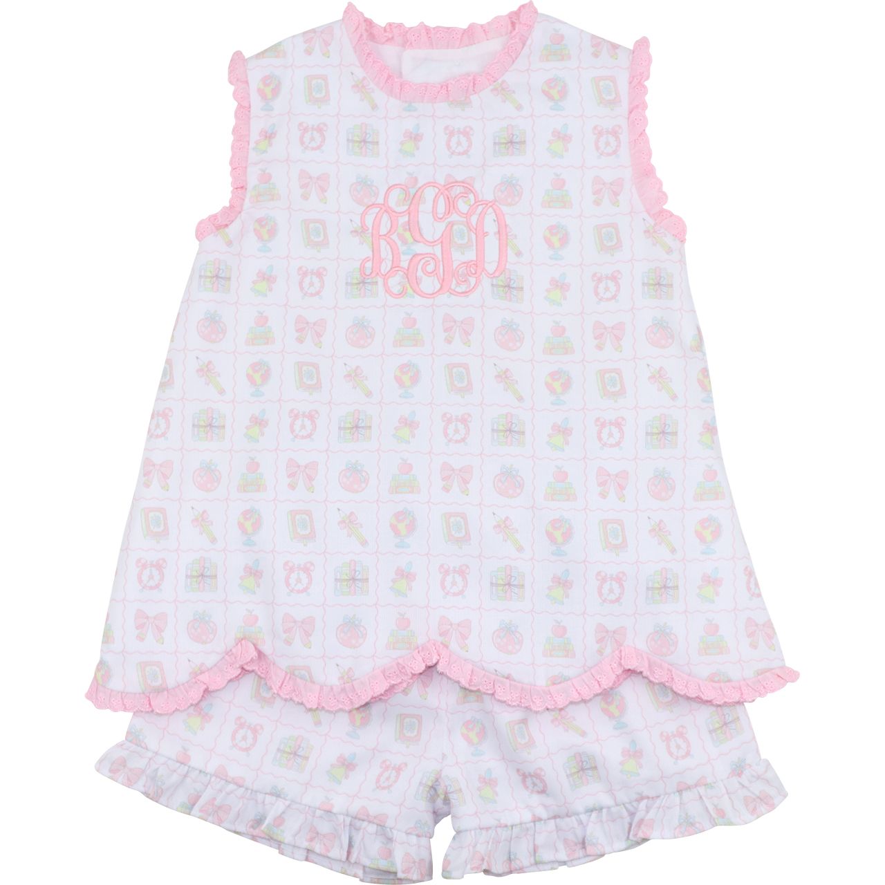 Pink Back To School Print Short Set