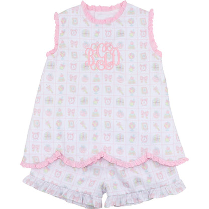 Pink Back To School Print Short Set