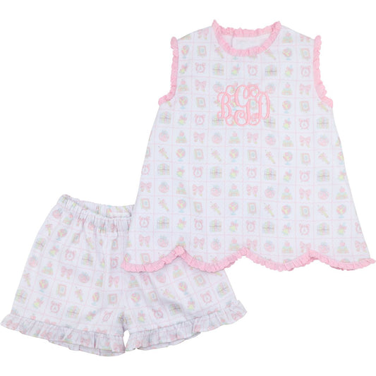 Pink Back To School Print Short Set