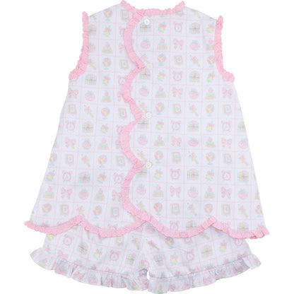 Pink Back To School Print Short Set Back
