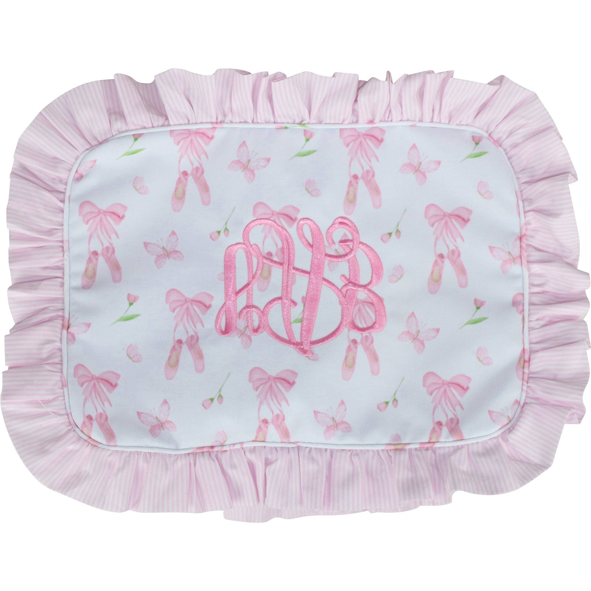 Pink Ballet Ruffle Zipper Pouch