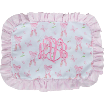 Pink Ballet Ruffle Zipper Pouch