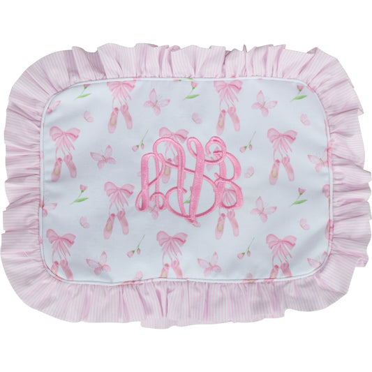 Pink Ballet Ruffle Zipper Pouch