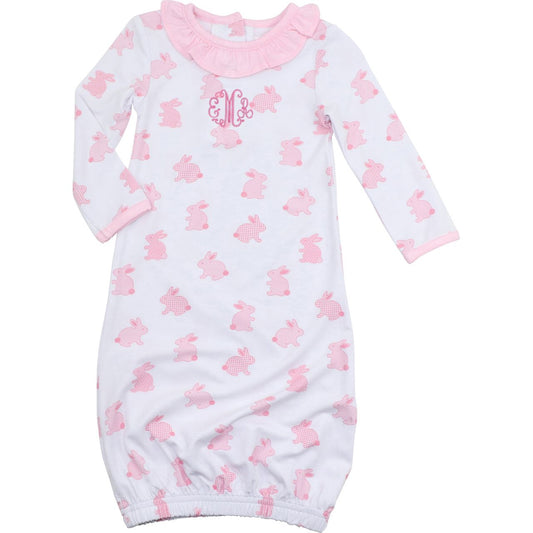 Pink Bamboo Knit Bunny Baby Gown