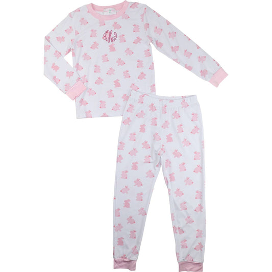 Pink Bamboo Knit Bunny Pajamas