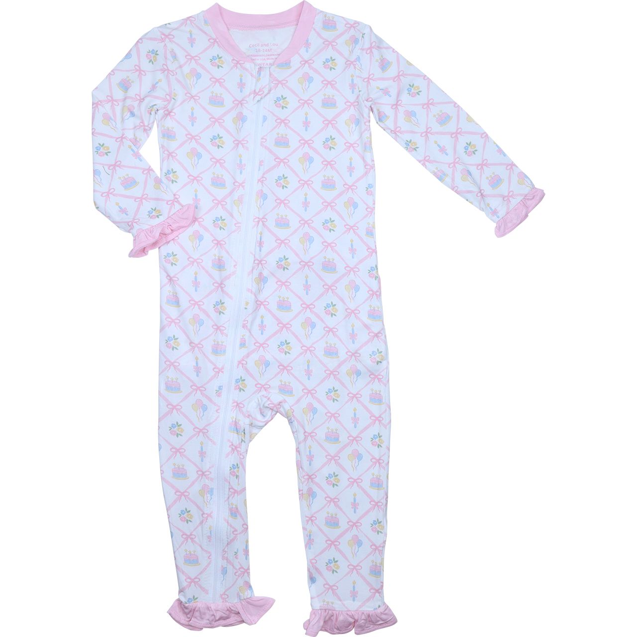 Pink Birthday Knit Zipper Pajamas