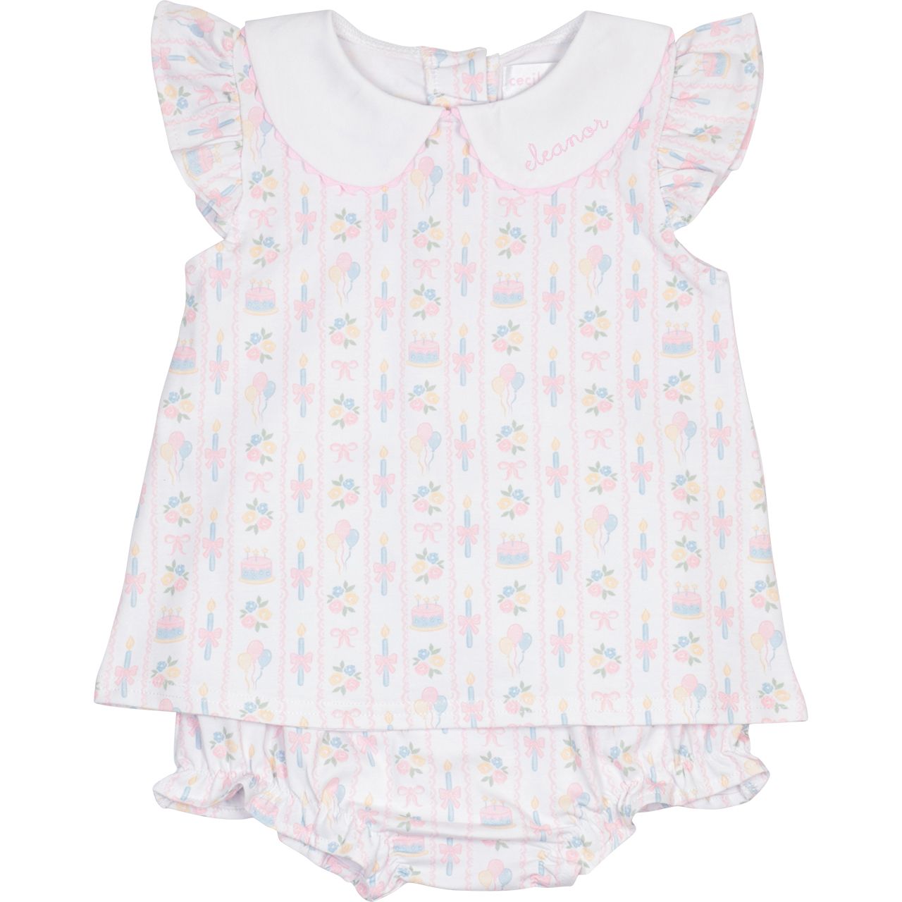 Pink Birthday Party Knit Diaper Set