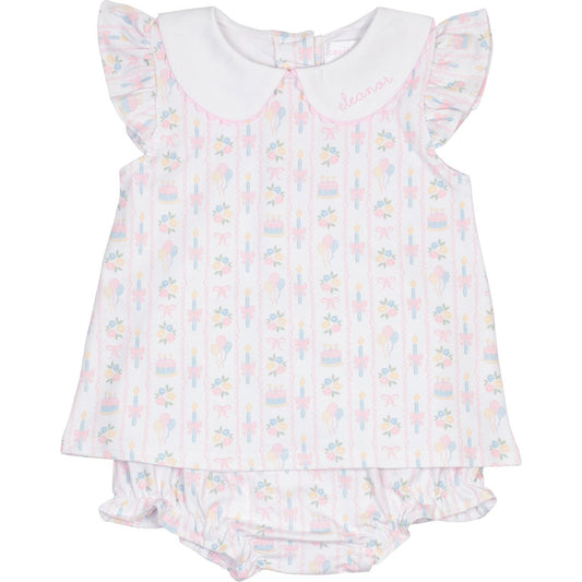 Pink Birthday Party Knit Diaper Set