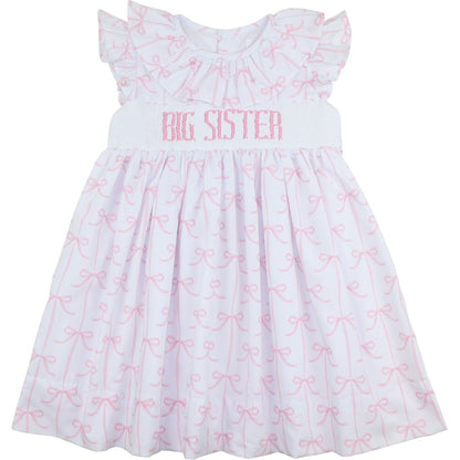 Pink Bow Smocked Big Sister Dress