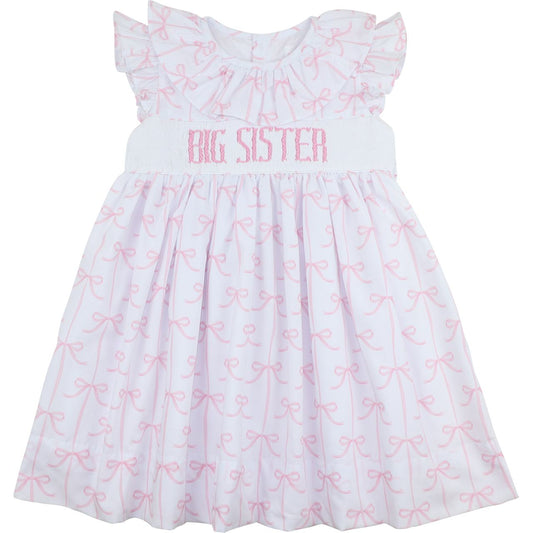 Pink Bow Smocked Big Sister Dress