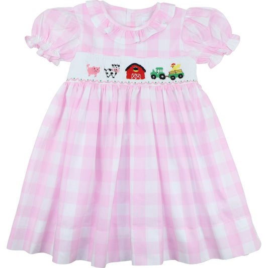 Pink Buffalo Check Smocked Farm Dress
