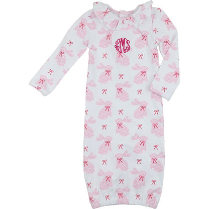 Pink Bunny Print Knit Baby Gown