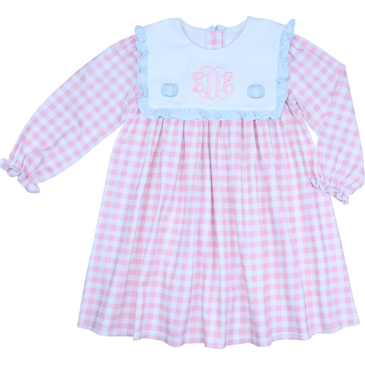 Pink Check Applique Knit Pumpkin Dress