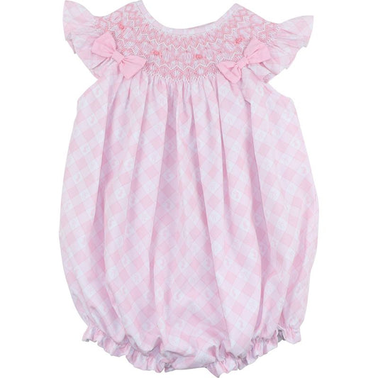 Pink Check Bunny And Bow Bubble