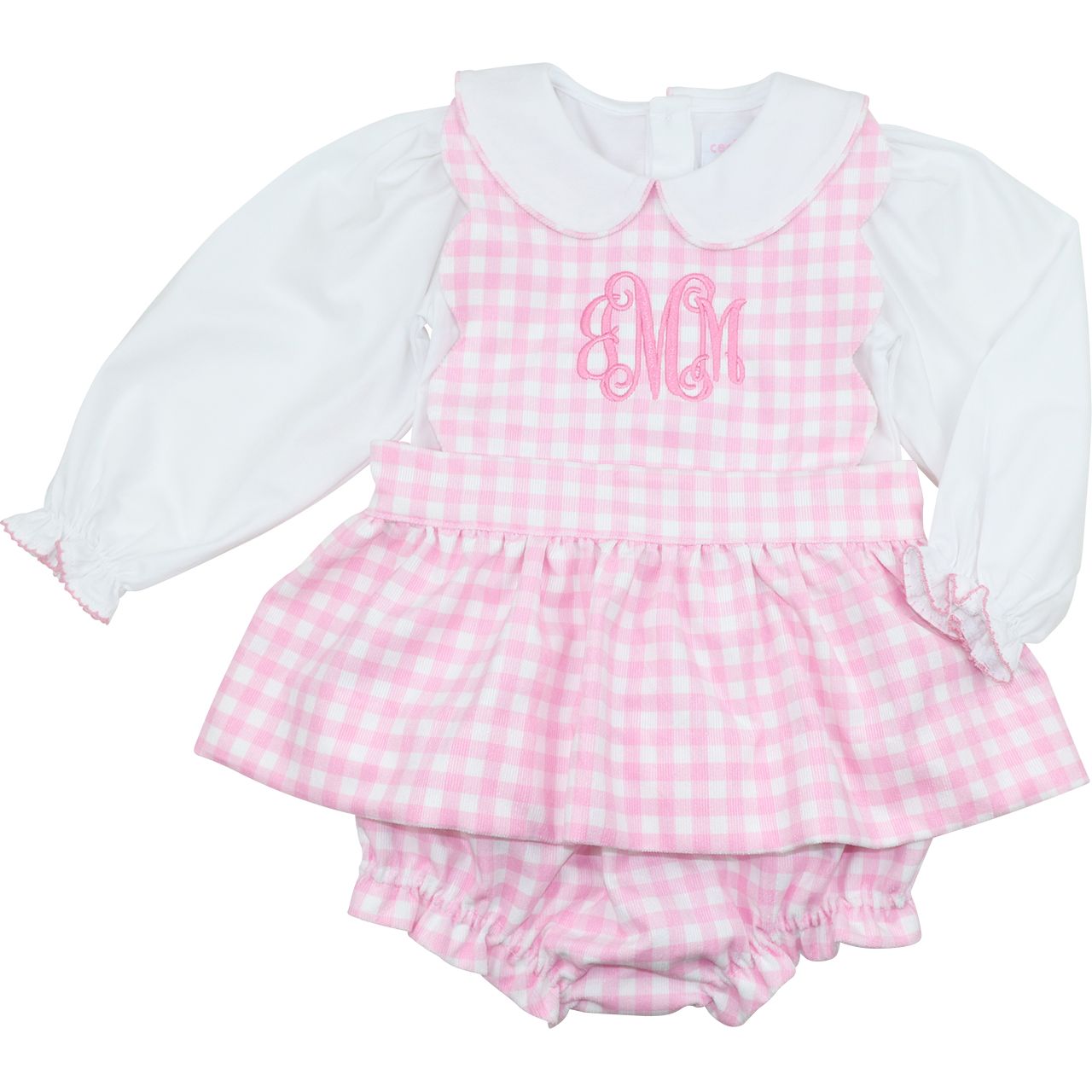 Pink Check Corduroy Diaper Set