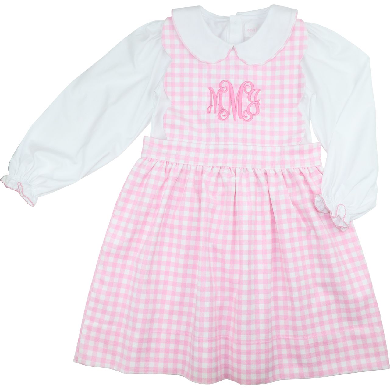 Pink Check Corduroy Dress Set