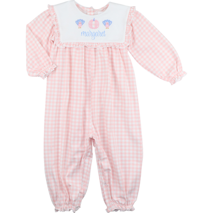 Pink Check Knit Applique Turkey And Pumpkin Long Bubble