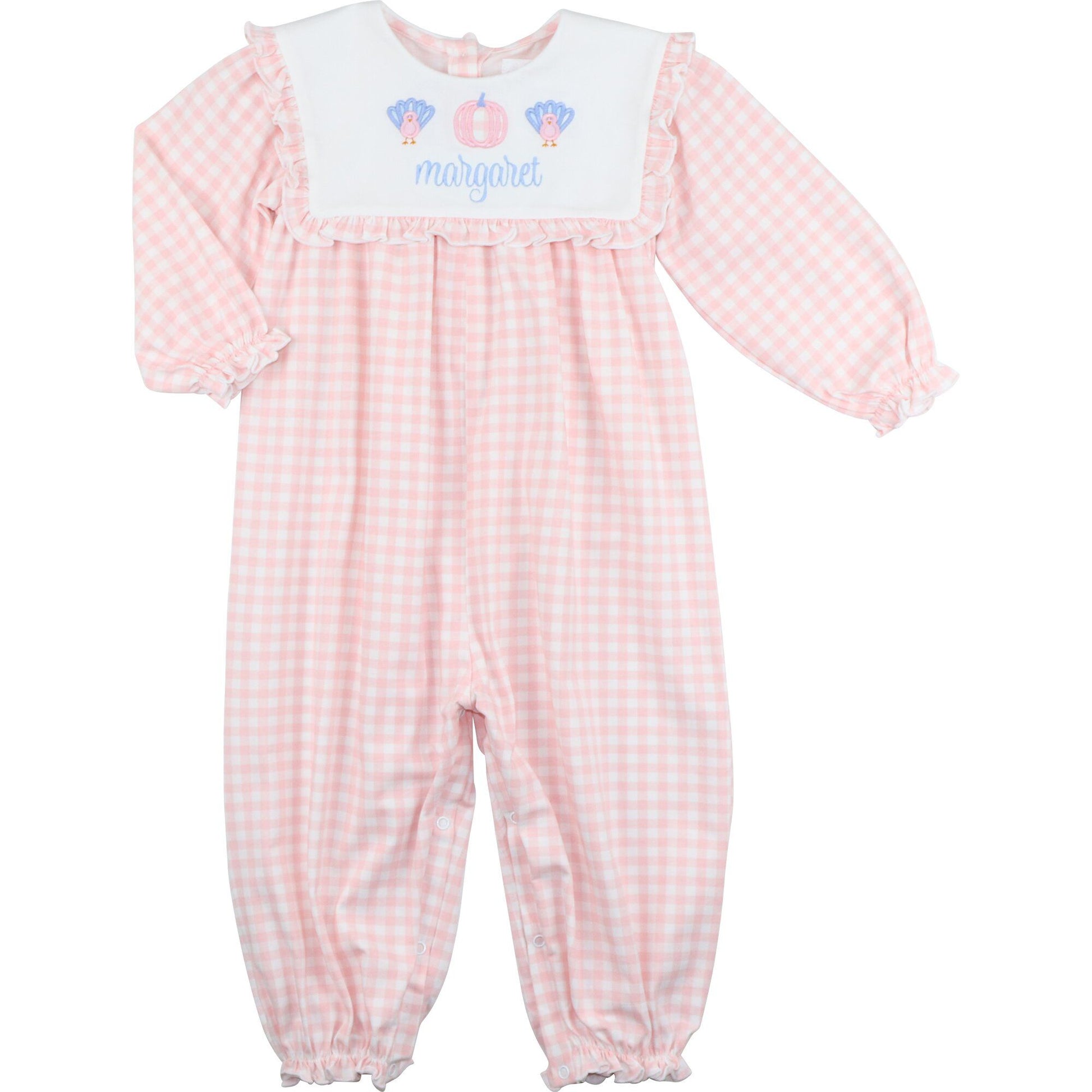 Pink Check Knit Turkey And Pumpkin Long Bubble