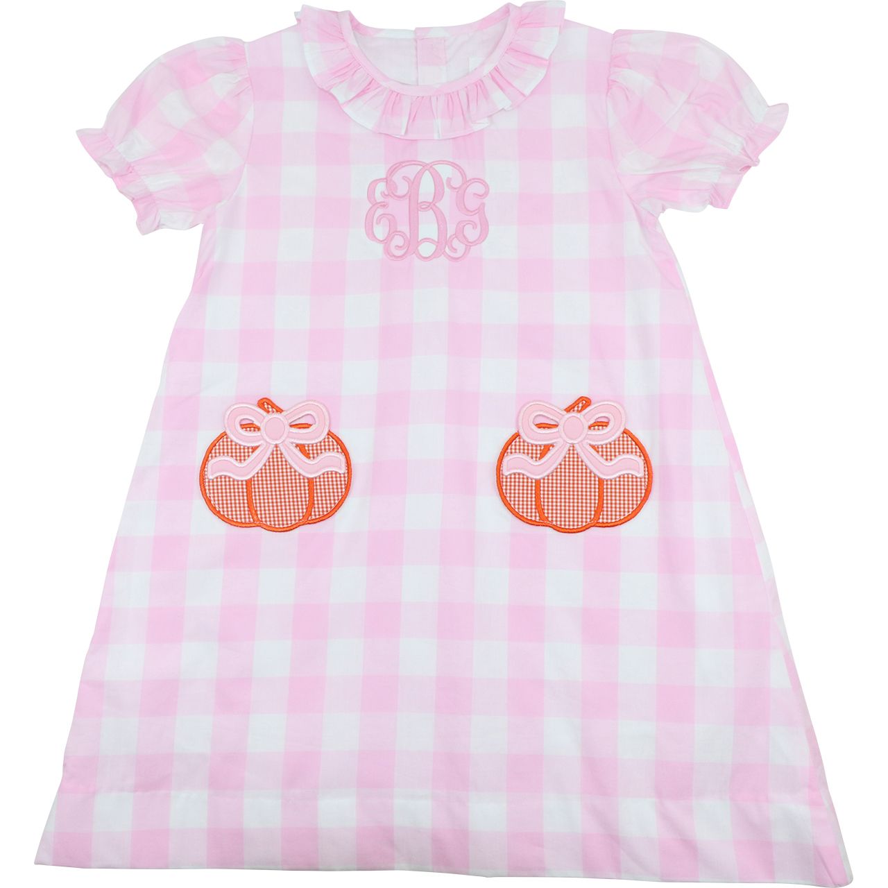 Pink Check Pumpkin Pocket Dress