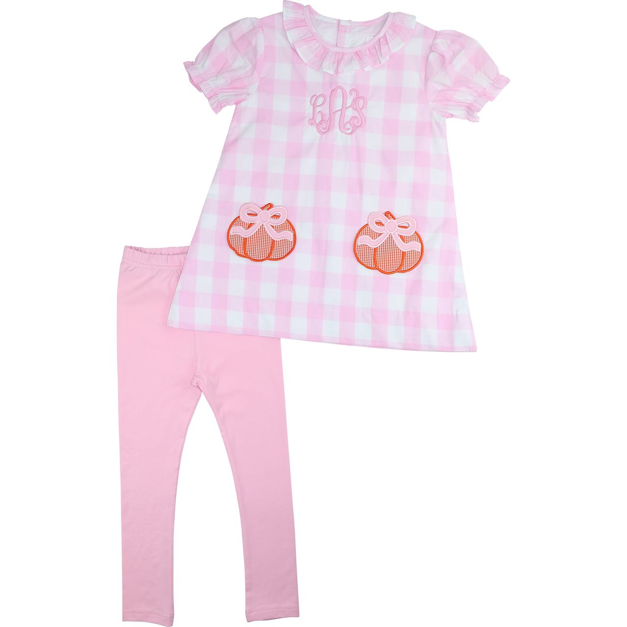 Pink Check Pumpkin Pocket Legging Set