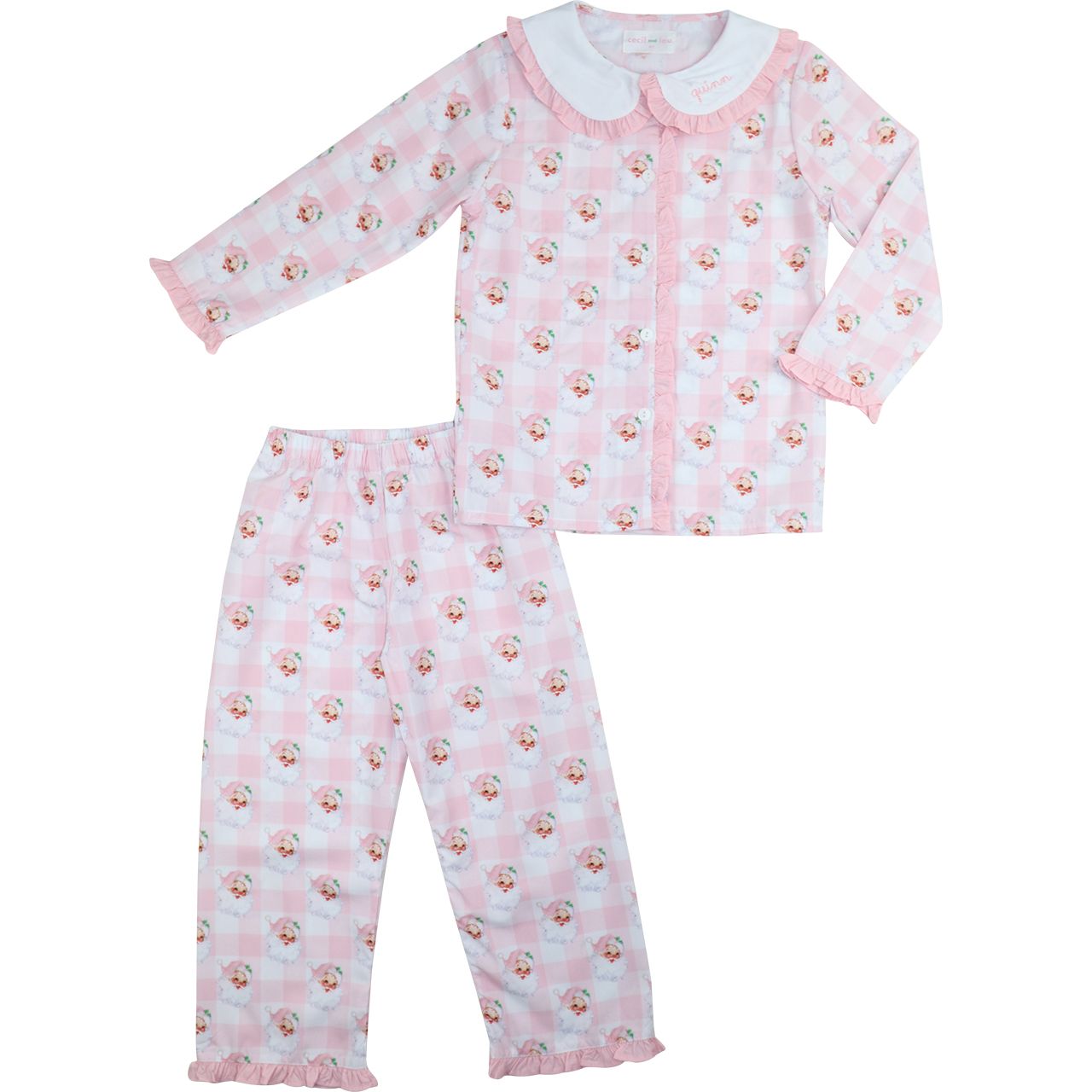 Pink Check Santa Face Pajamas