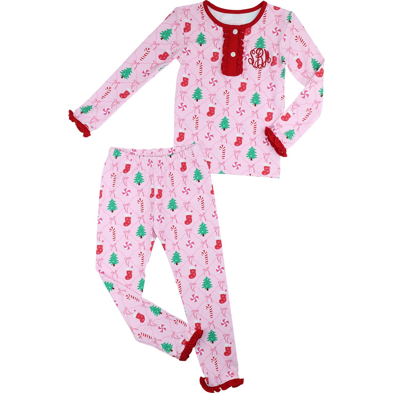 Pink Christmas Candy Knit Pajamas