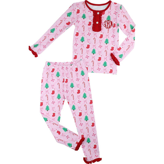 Pink Christmas Candy Knit Pajamas