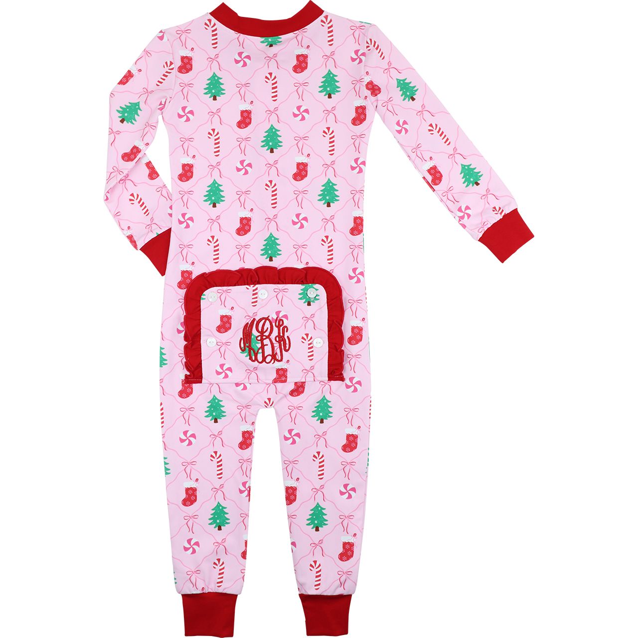 Pink Christmas Candy Knit Zipper Pajamas