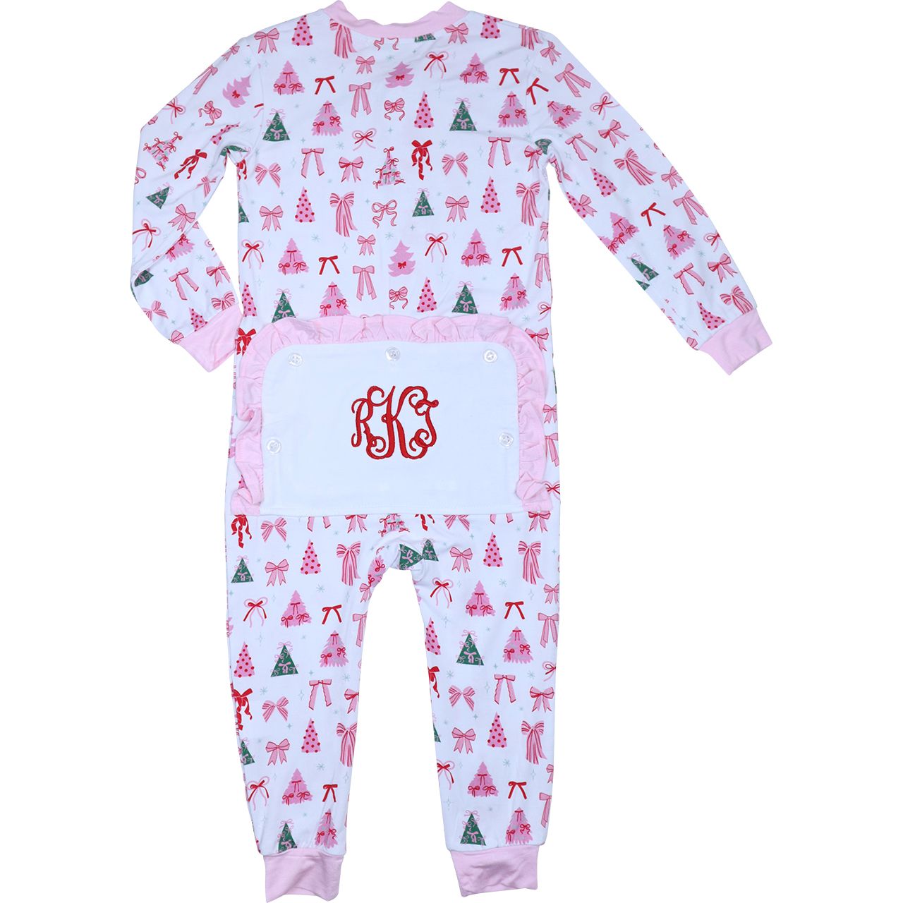 Pink Christmas Knit Zipper Pajamas