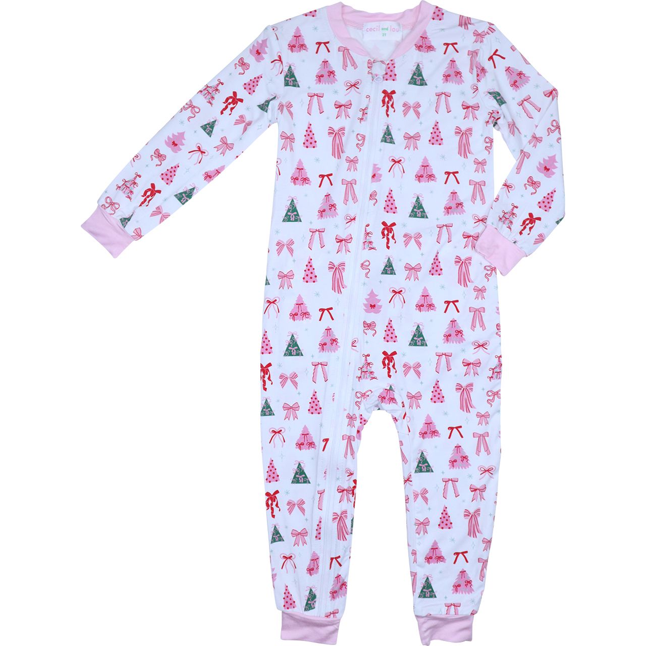 Pink Christmas Knit Zipper Pajamas