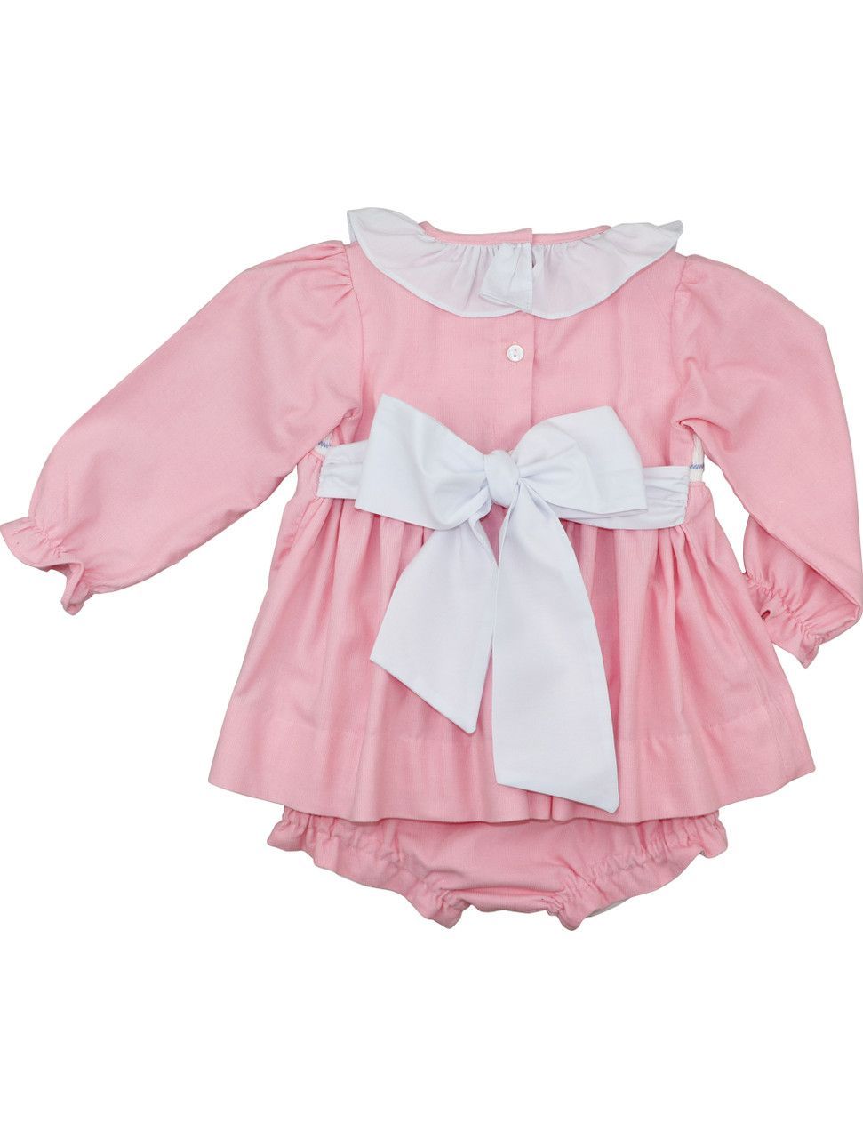 Pink Corduroy Custom Smocked Diaper Set