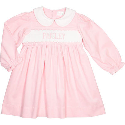 Pink Corduroy Custom Smocked Dress