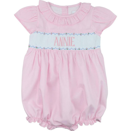 Pink Custom Smocked Rosette Bubble
