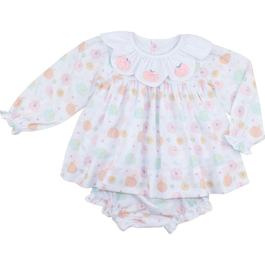 Diaper set with floral and pumpkin pattern on a white background