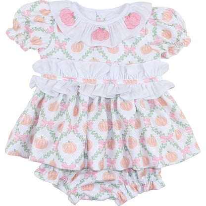 Diaper set with pumpkin pattern on a white background