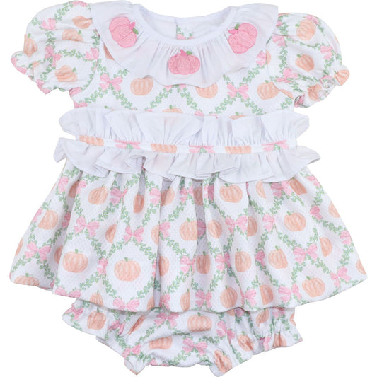 Diaper set with pumpkin pattern on a white background