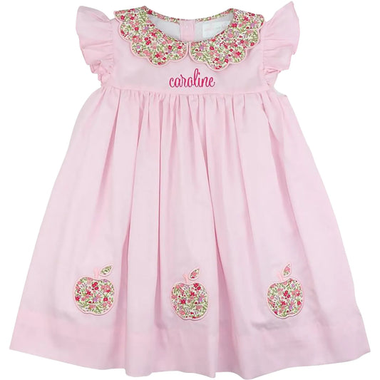 Pink Floral Applique Apple Dress